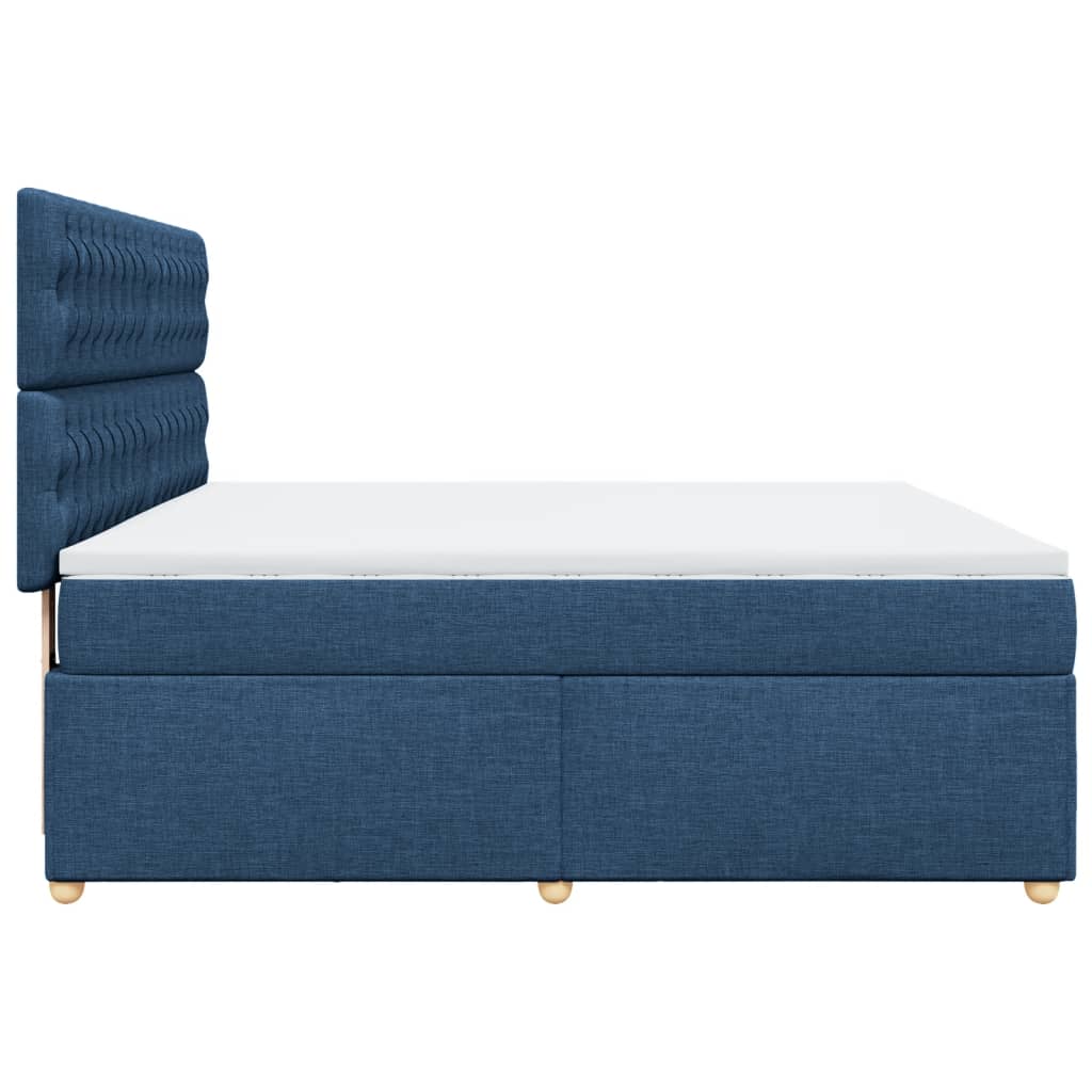 vidaXL Κρεβάτι Boxspring με Στρώμα Μπλε 180x200 εκ. Υφασμάτινο