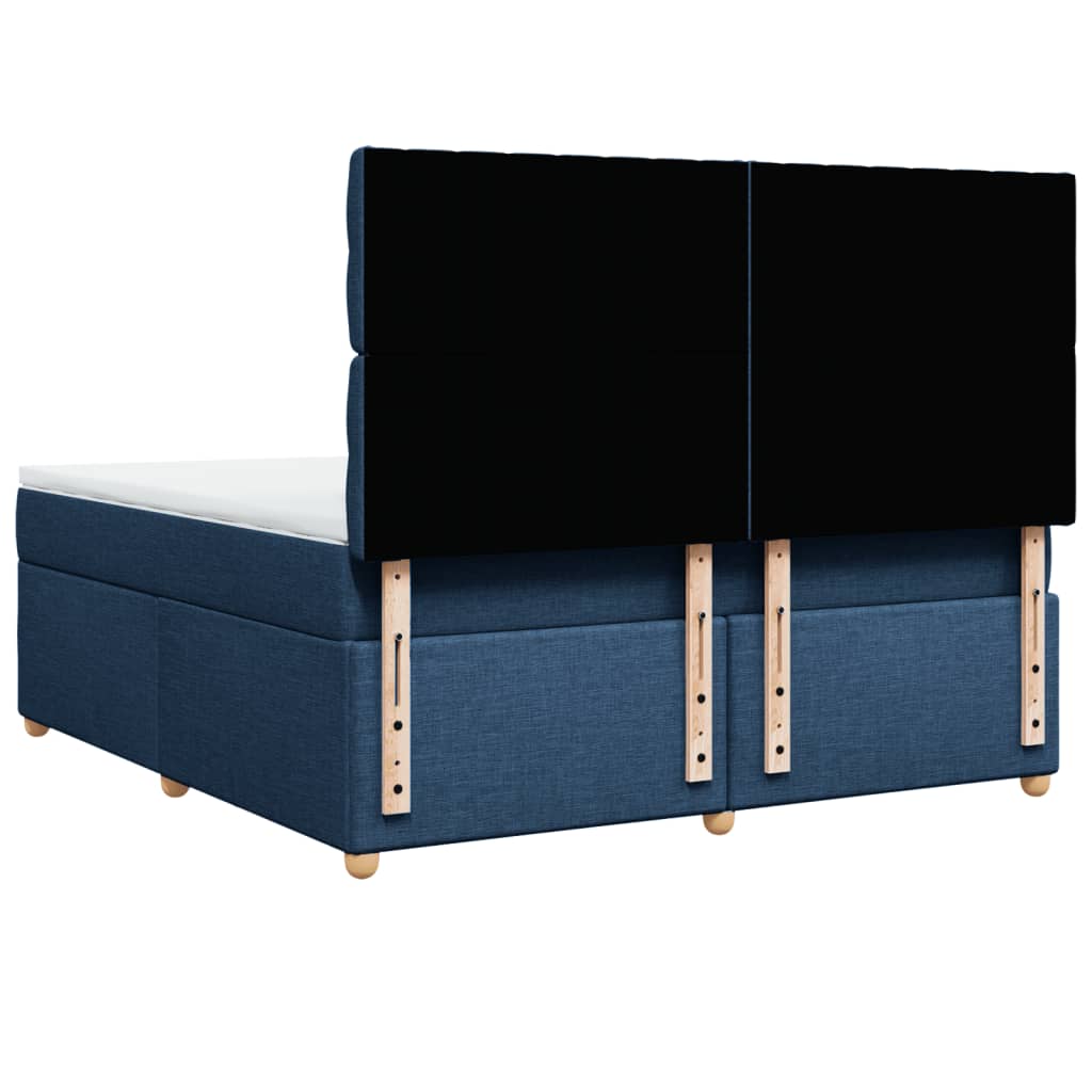 vidaXL Κρεβάτι Boxspring με Στρώμα Μπλε 180x200 εκ. Υφασμάτινο
