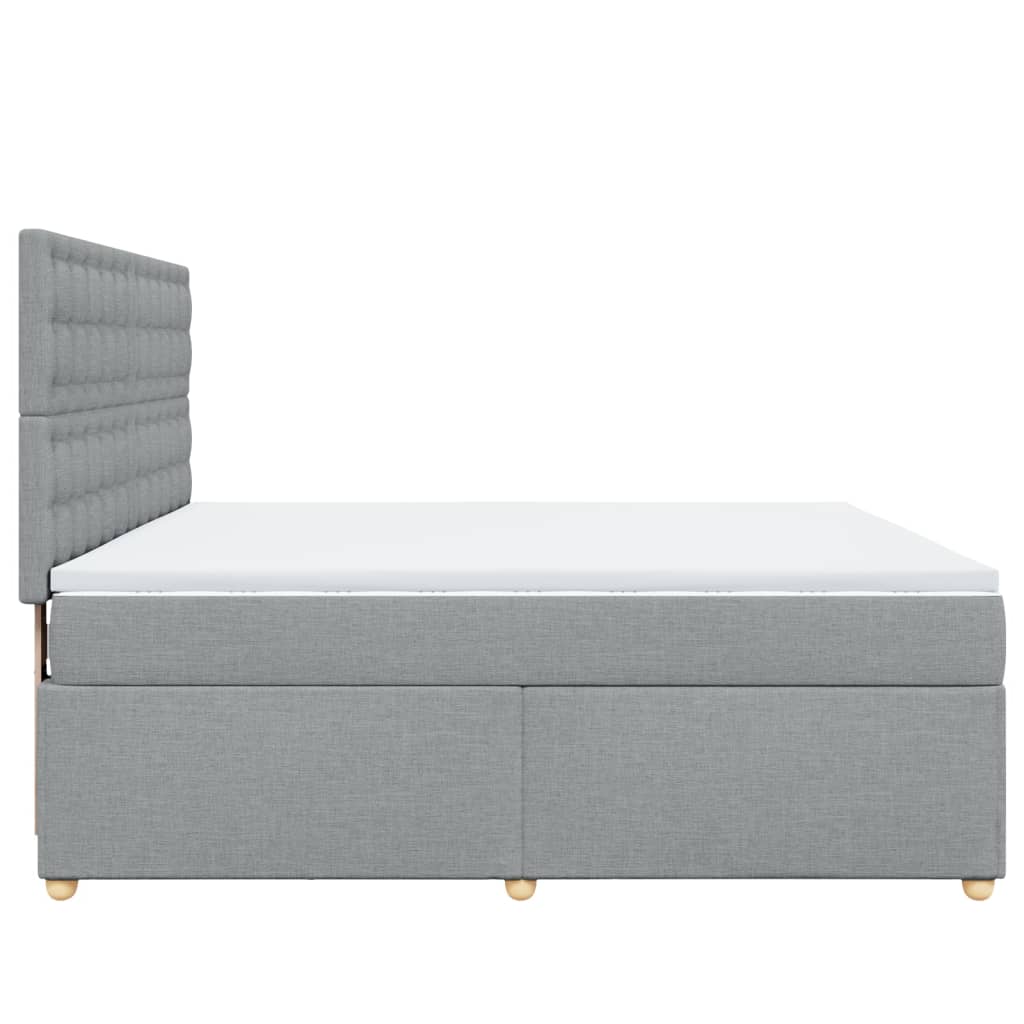 vidaXL Κρεβάτι Boxspring με Στρώμα Ανοιχτό Γκρι 180x200 εκ. Υφασμάτινο