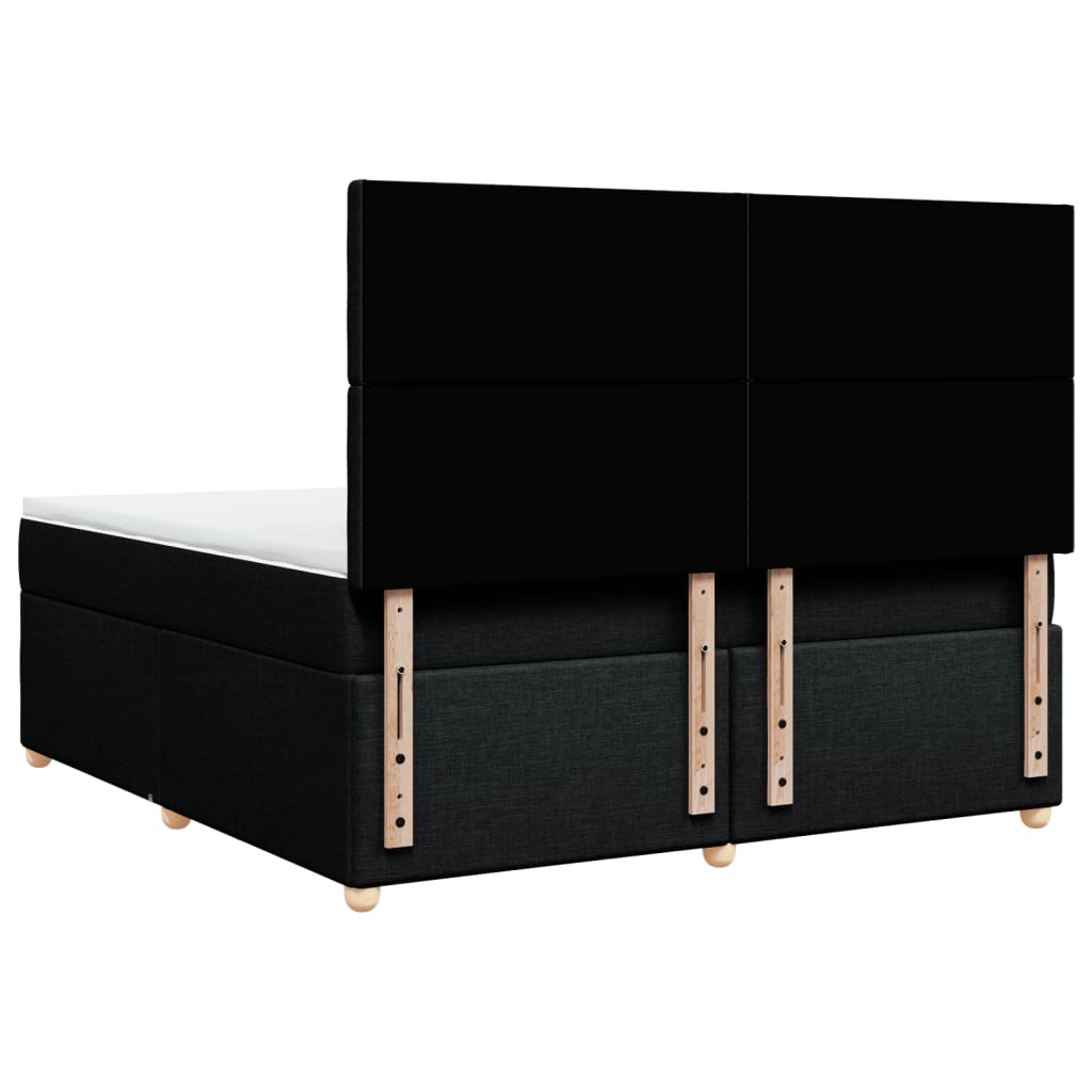 vidaXL Κρεβάτι Boxspring με Στρώμα Μαύρο 180x200 εκ. Υφασμάτινο