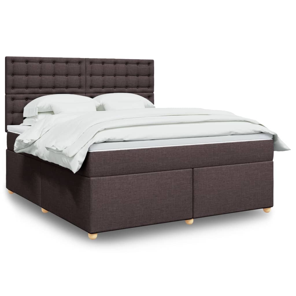 vidaXL Κρεβάτι Boxspring με Στρώμα Σκούρο Καφέ 180x200 εκ Υφασμάτινο