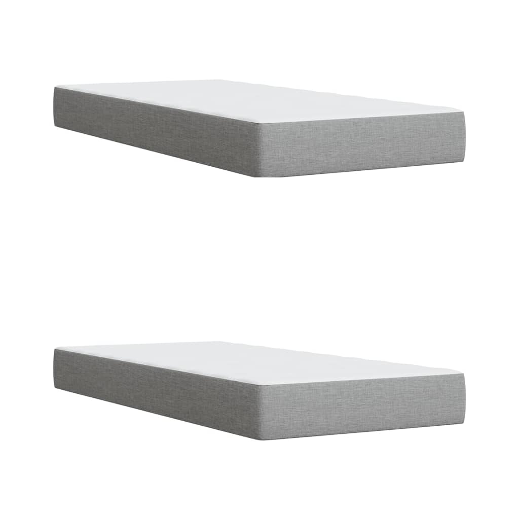 vidaXL Κρεβάτι Boxspring με Στρώμα Ανοιχτό Γκρι 200x200 εκ. Υφασμάτινο