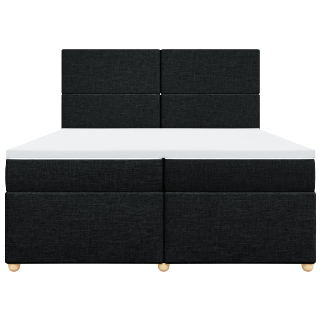 vidaXL Κρεβάτι Boxspring με Στρώμα Μαύρο 200x200 εκ. Υφασμάτινο