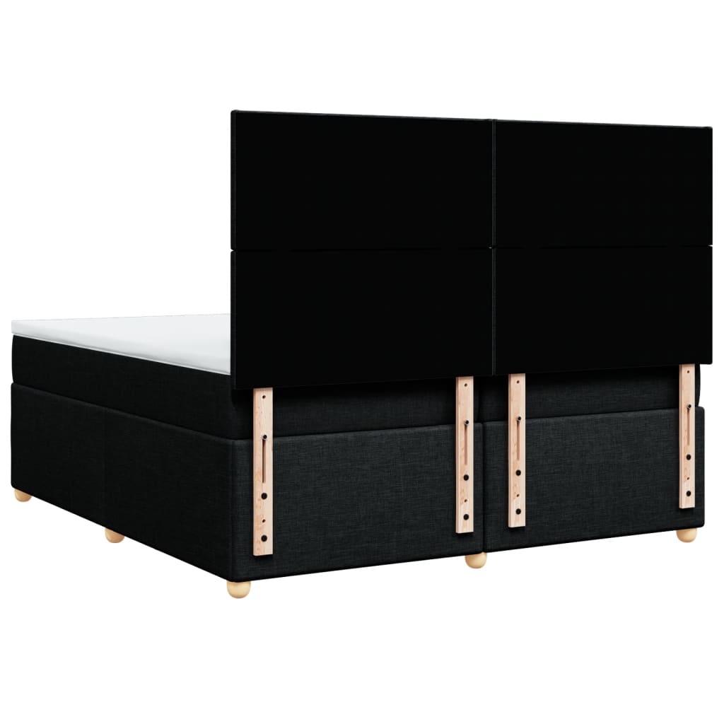 vidaXL Κρεβάτι Boxspring με Στρώμα Μαύρο 200x200 εκ. Υφασμάτινο