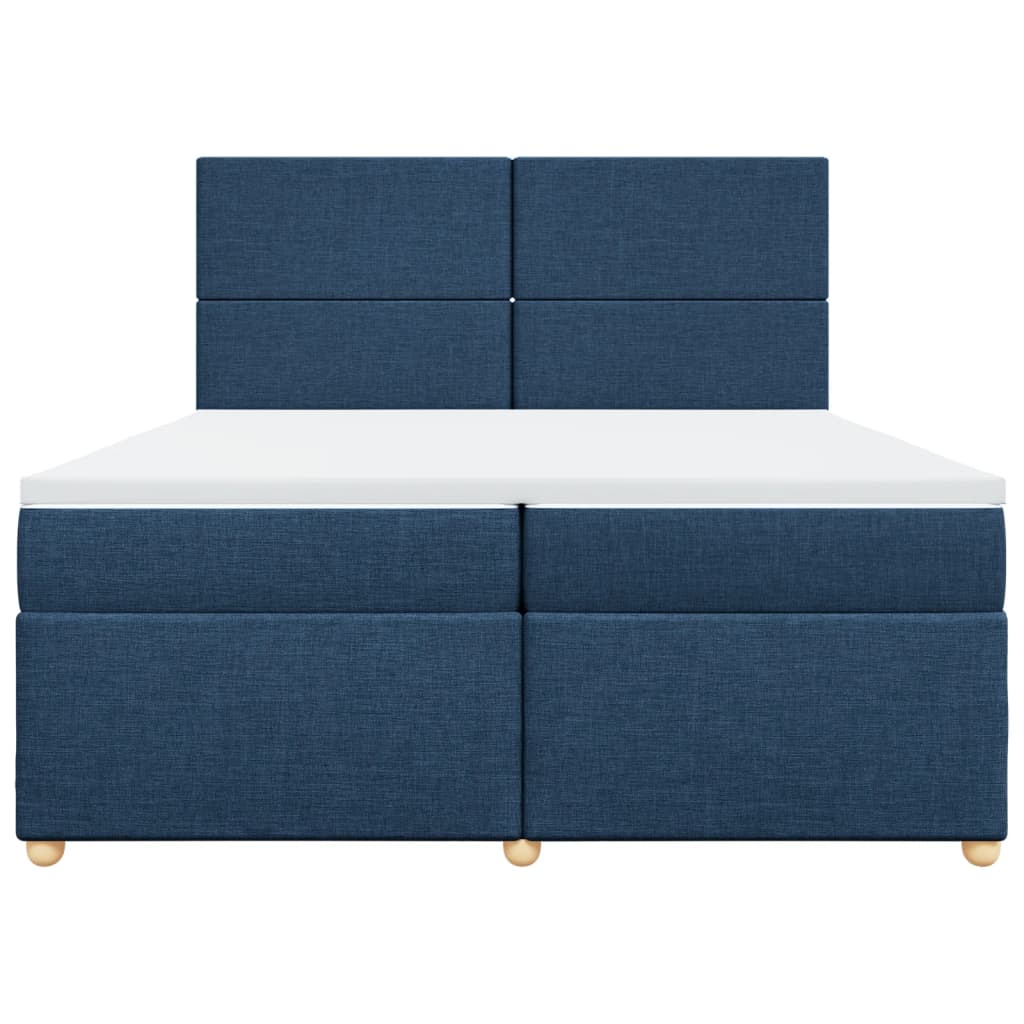 vidaXL Κρεβάτι Boxspring με Στρώμα Μπλε 200x200 εκ. Υφασμάτινο