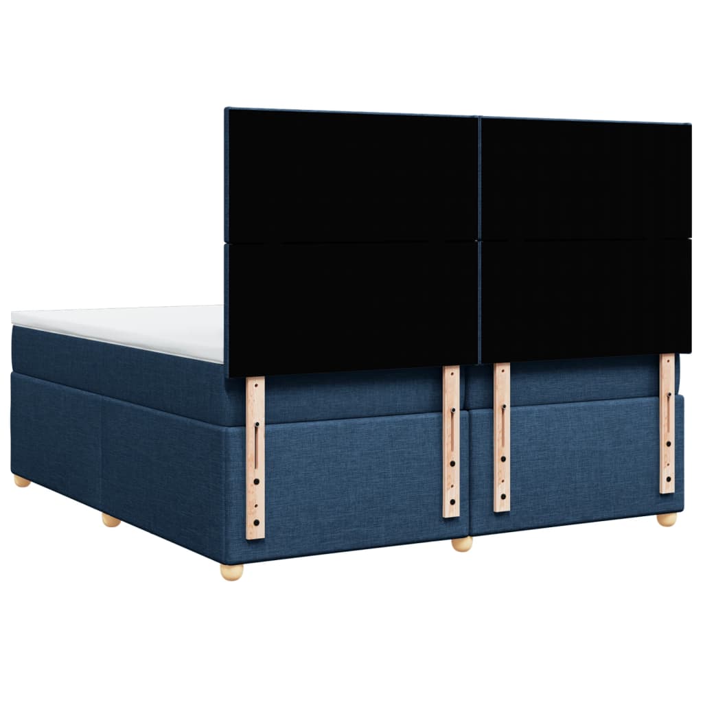 vidaXL Κρεβάτι Boxspring με Στρώμα Μπλε 200x200 εκ. Υφασμάτινο