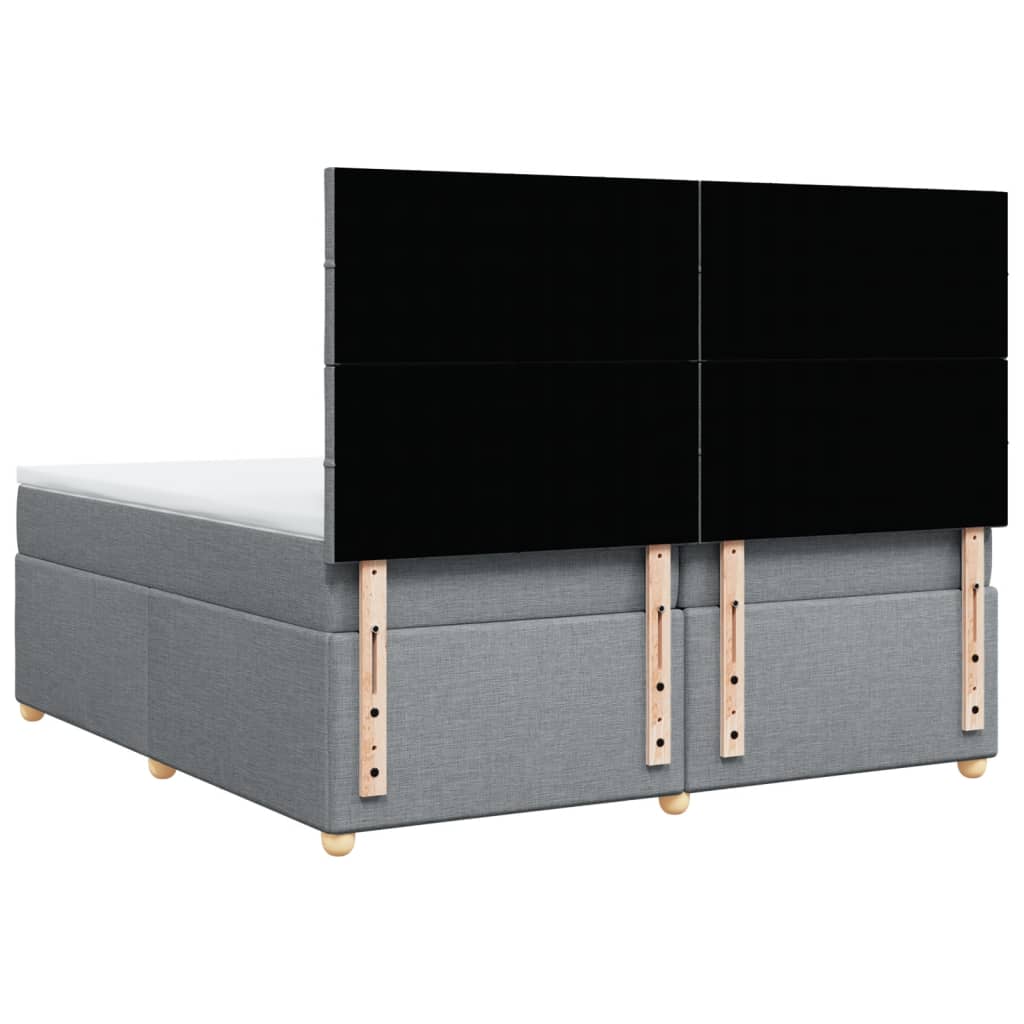 vidaXL Κρεβάτι Boxspring με Στρώμα Ανοιχτό Γκρι 200x200 εκ. Υφασμάτινο