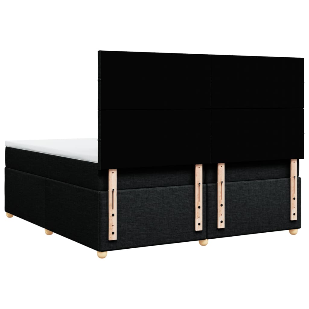 vidaXL Κρεβάτι Boxspring με Στρώμα Μαύρο 200x200 εκ. Υφασμάτινο