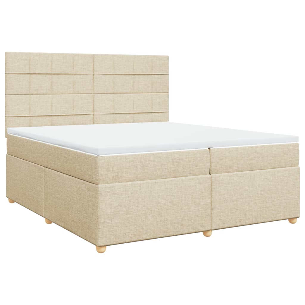 vidaXL Κρεβάτι Boxspring με Στρώμα Κρεμ 200x200 εκ. Υφασμάτινο
