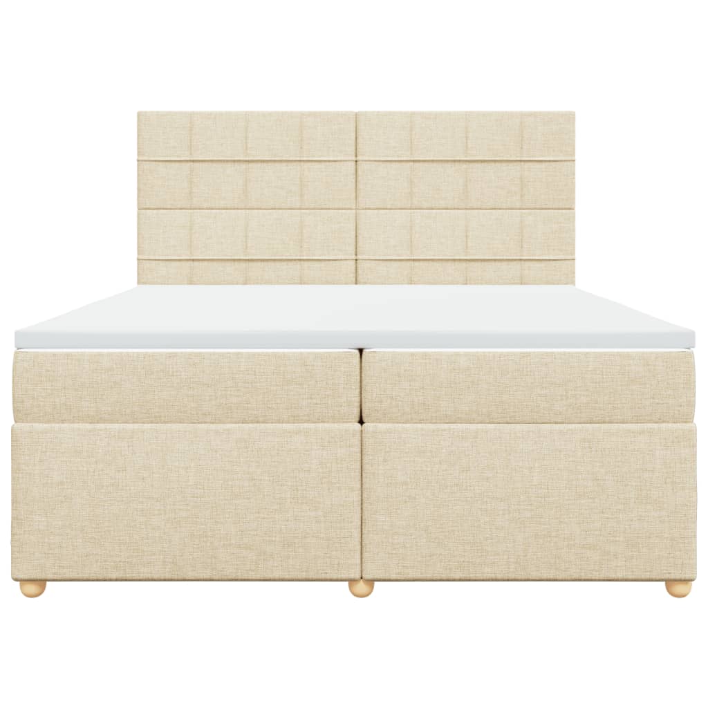 vidaXL Κρεβάτι Boxspring με Στρώμα Κρεμ 200x200 εκ. Υφασμάτινο