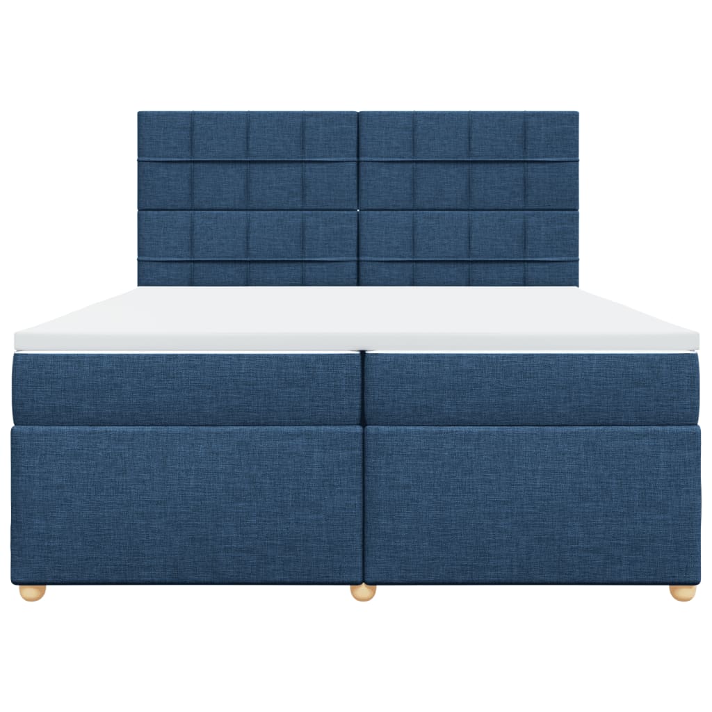 vidaXL Κρεβάτι Boxspring με Στρώμα Μπλε 200x200 εκ. Υφασμάτινο