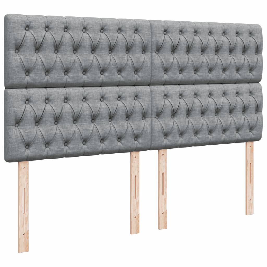 vidaXL Κρεβάτι Boxspring με Στρώμα Ανοιχτό Γκρι 200x200 εκ. Υφασμάτινο