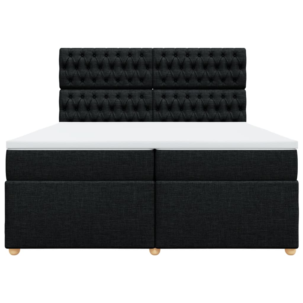 vidaXL Κρεβάτι Boxspring με Στρώμα Μαύρο 200x200 εκ. Υφασμάτινο