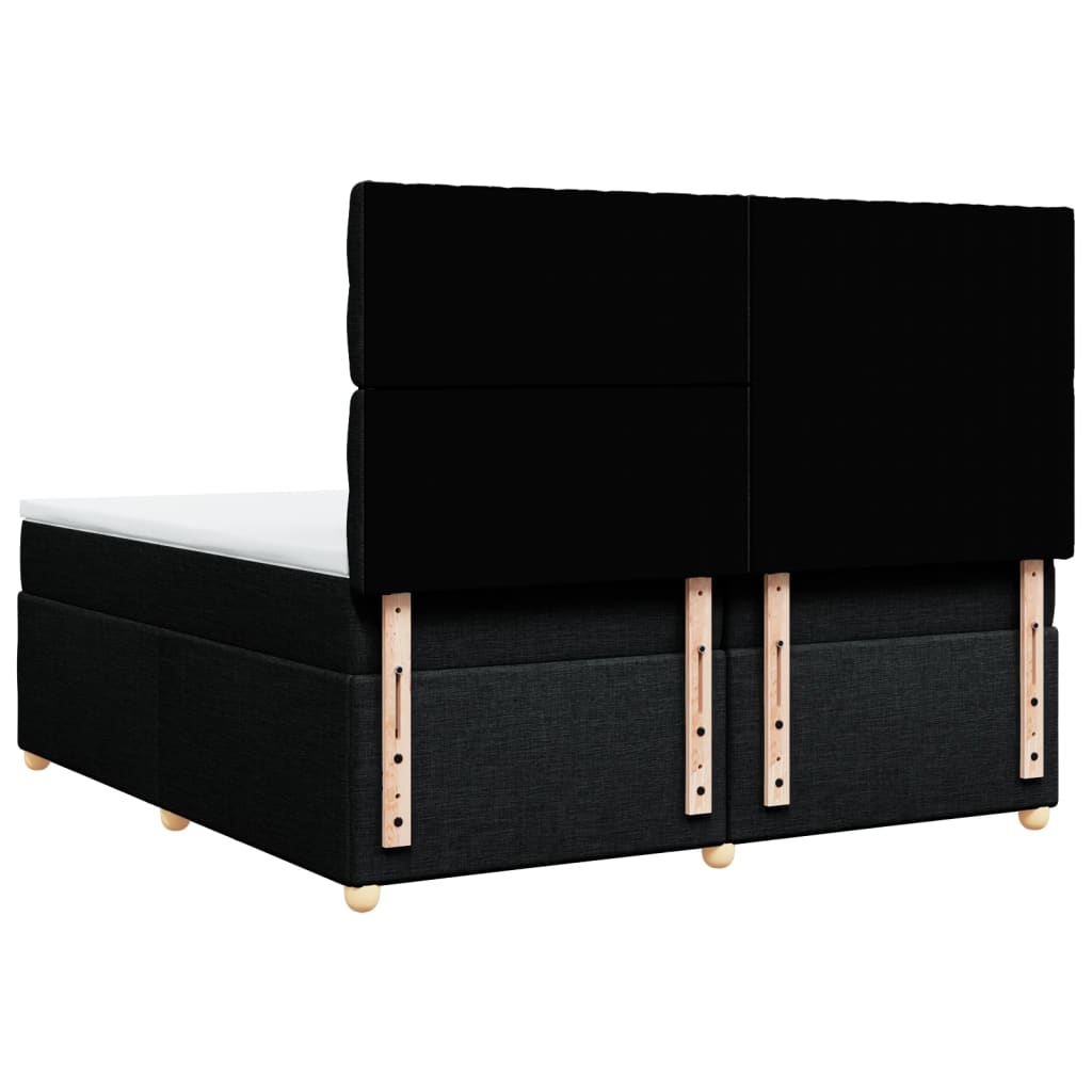 vidaXL Κρεβάτι Boxspring με Στρώμα Μαύρο 200x200 εκ. Υφασμάτινο