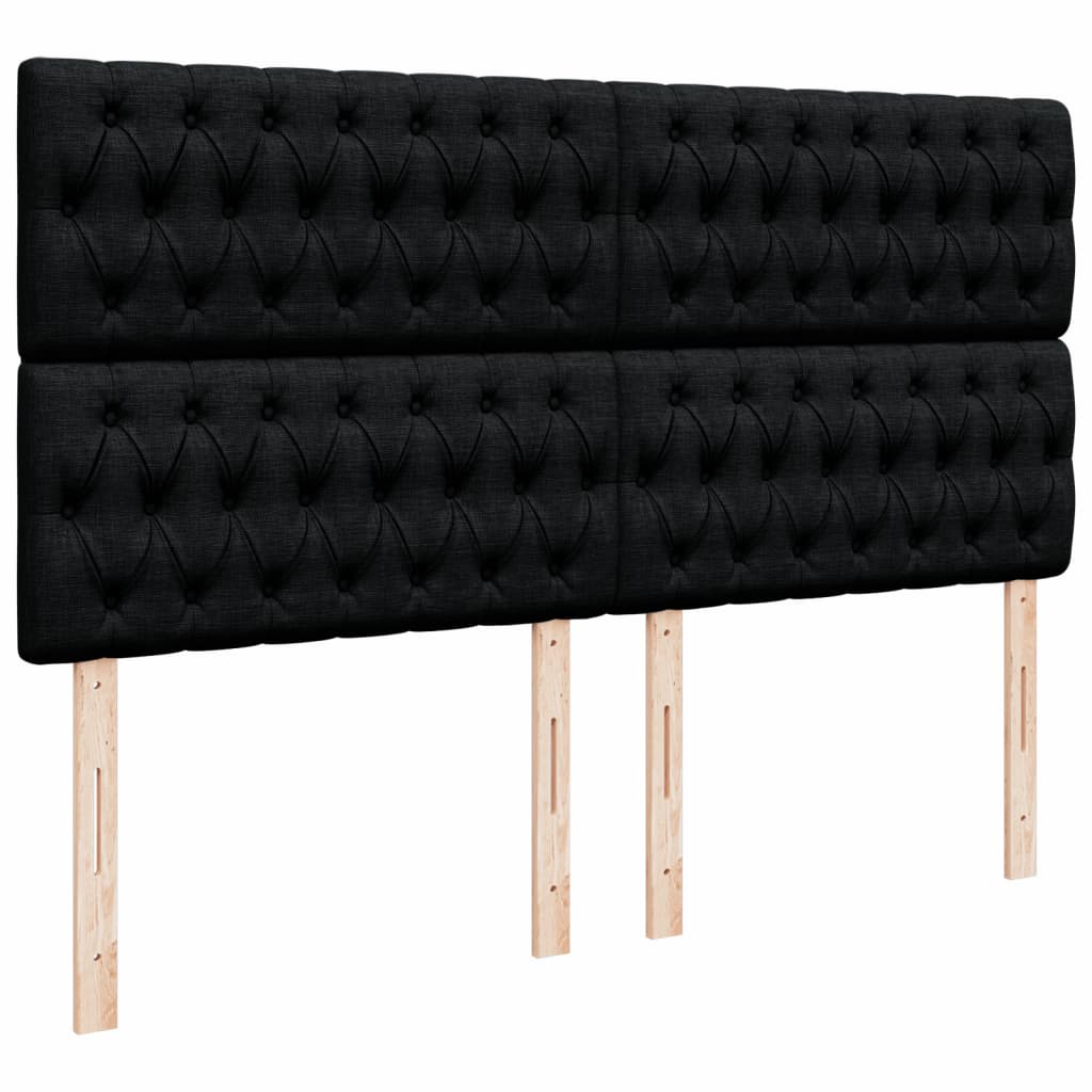 vidaXL Κρεβάτι Boxspring με Στρώμα Μαύρο 200x200 εκ. Υφασμάτινο