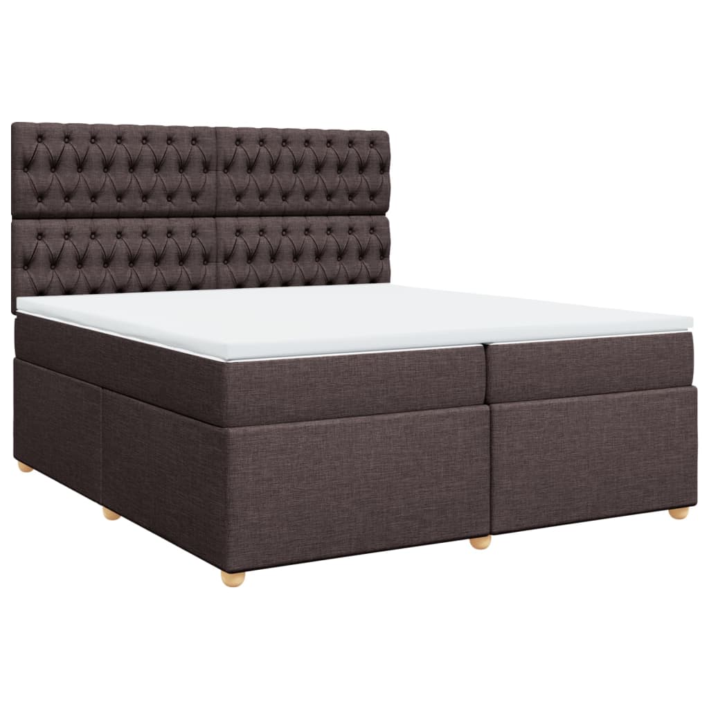 vidaXL Κρεβάτι Boxspring με Στρώμα Σκούρο Καφέ 200x200 εκ. Υφασμάτινο