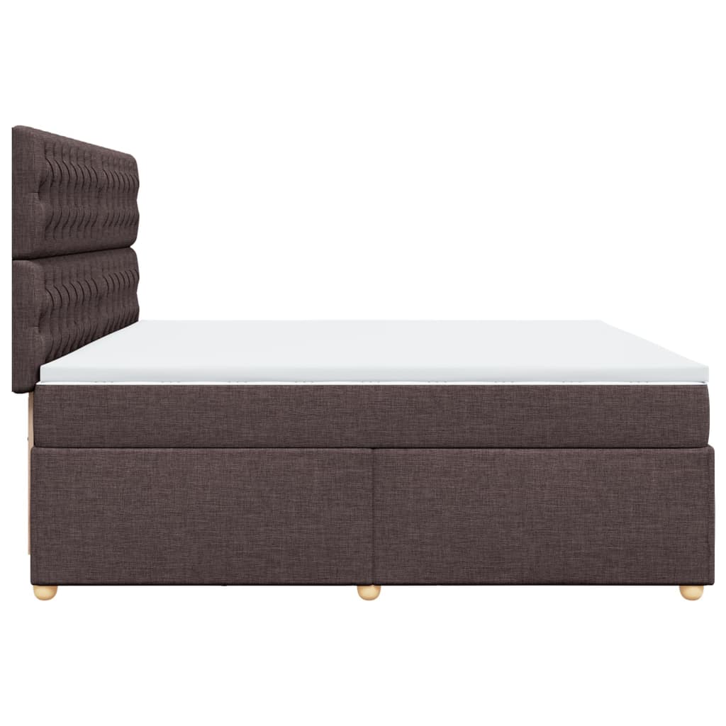 vidaXL Κρεβάτι Boxspring με Στρώμα Σκούρο Καφέ 200x200 εκ. Υφασμάτινο