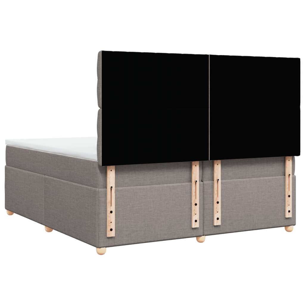 vidaXL Κρεβάτι Boxspring με Στρώμα Taupe 200x200 εκ. Υφασμάτινο