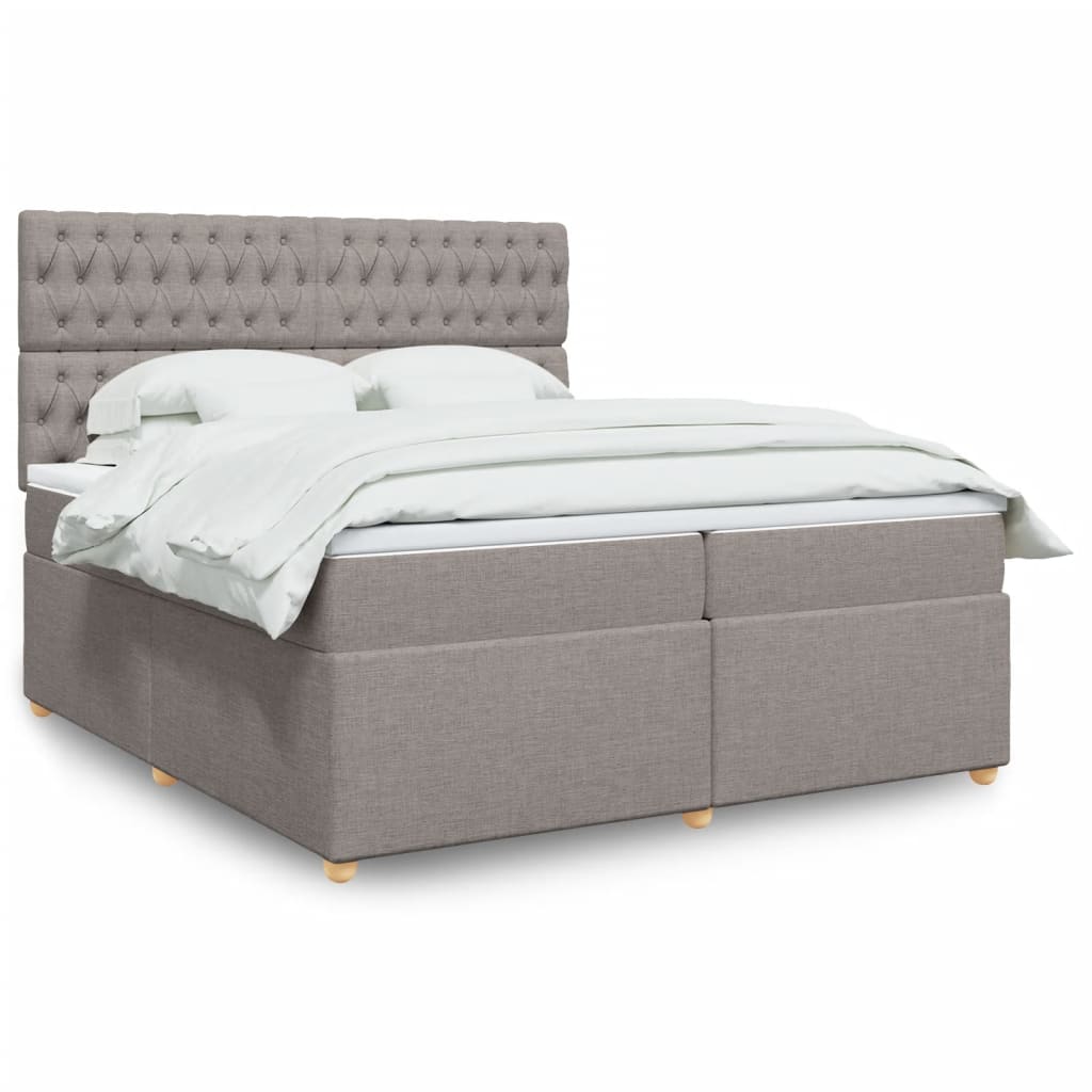 vidaXL Κρεβάτι Boxspring με Στρώμα Taupe 200x200 εκ. Υφασμάτινο