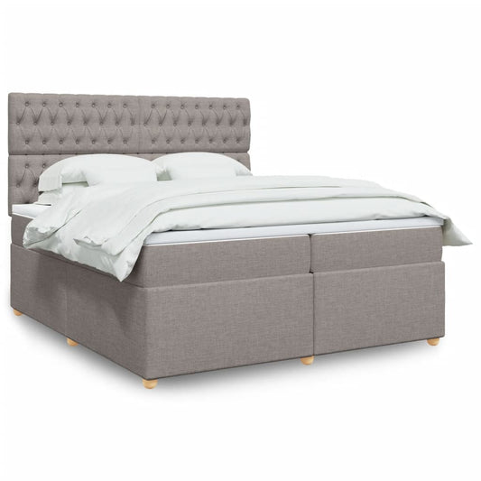 vidaXL Κρεβάτι Boxspring με Στρώμα Taupe 200x200 εκ. Υφασμάτινο