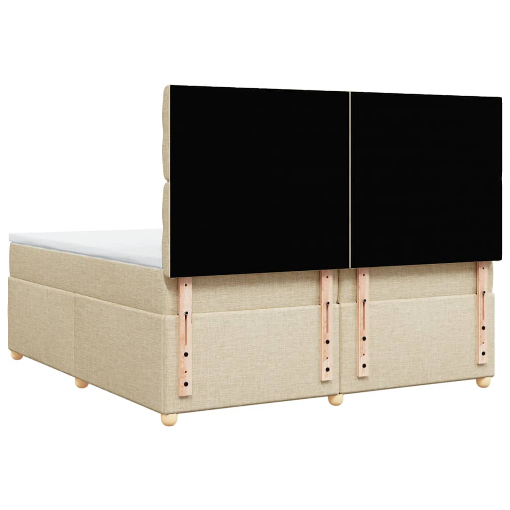 vidaXL Κρεβάτι Boxspring με Στρώμα Κρεμ 200x200 εκ. Υφασμάτινο