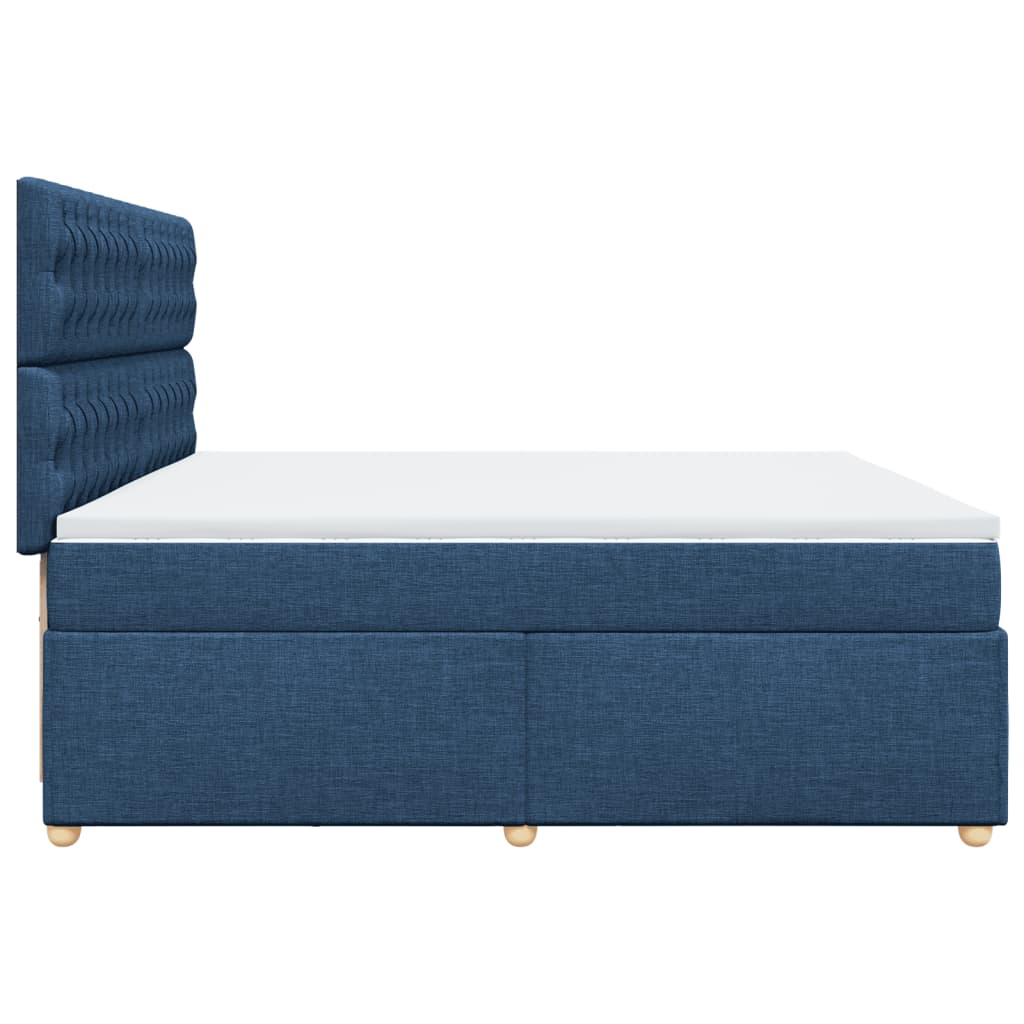 vidaXL Κρεβάτι Boxspring με Στρώμα Μπλε 200x200 εκ. Υφασμάτινο