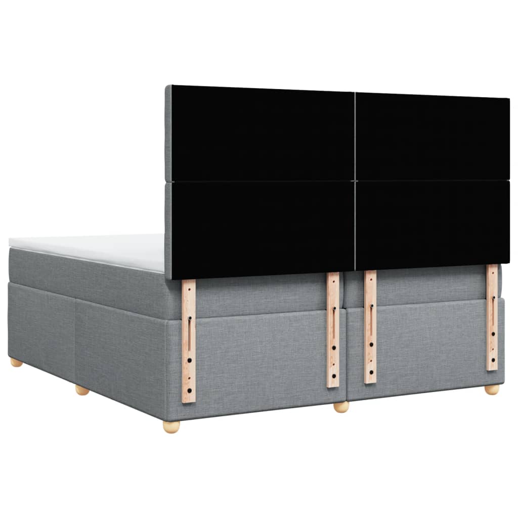 vidaXL Κρεβάτι Boxspring με Στρώμα Ανοιχτό Γκρι 200x200 εκ. Υφασμάτινο