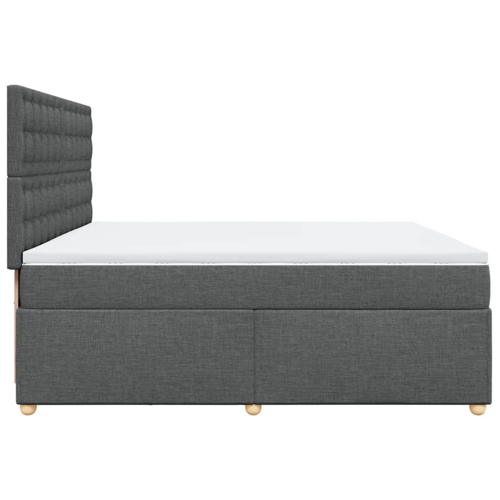 vidaXL Κρεβάτι Boxspring με Στρώμα Σκούρο Γκρι 200x200 εκ. Υφασμάτινο