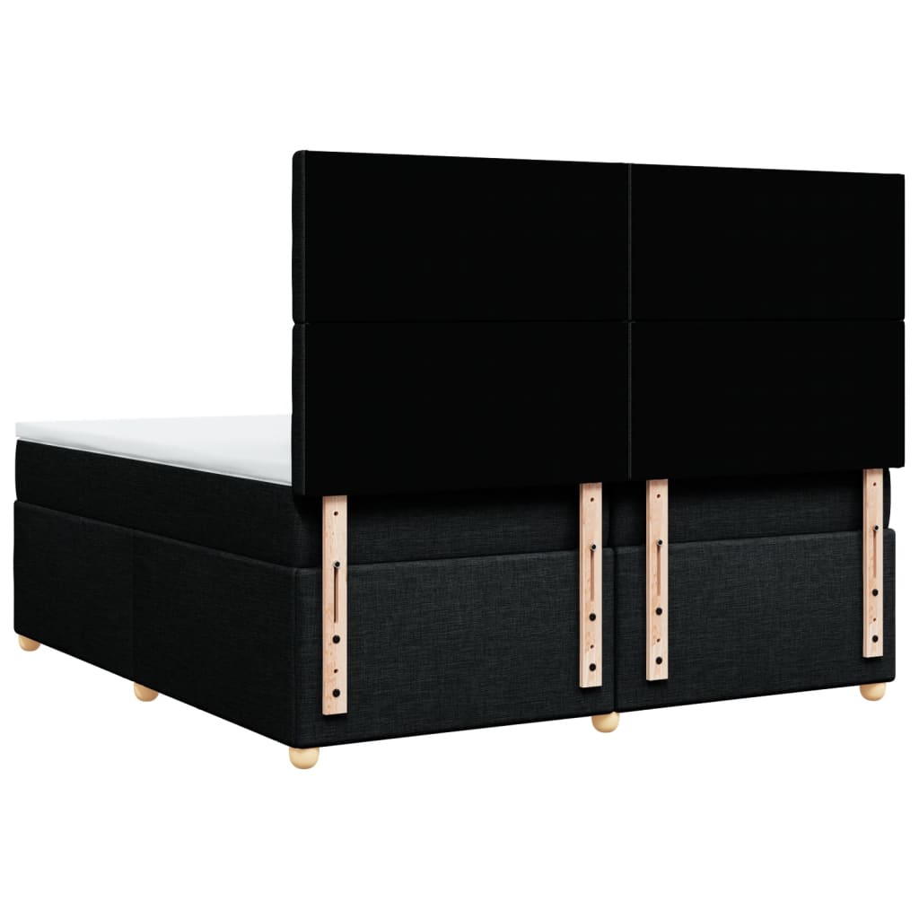 vidaXL Κρεβάτι Boxspring με Στρώμα Μαύρο 200x200 εκ. Υφασμάτινο
