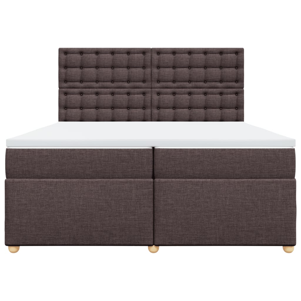 vidaXL Κρεβάτι Boxspring με Στρώμα Σκούρο Καφέ 200x200 εκ. Υφασμάτινο