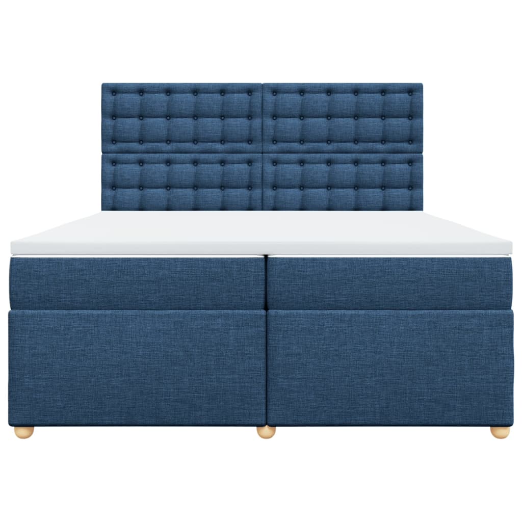 vidaXL Κρεβάτι Boxspring με Στρώμα Μπλε 200x200 εκ. Υφασμάτινο
