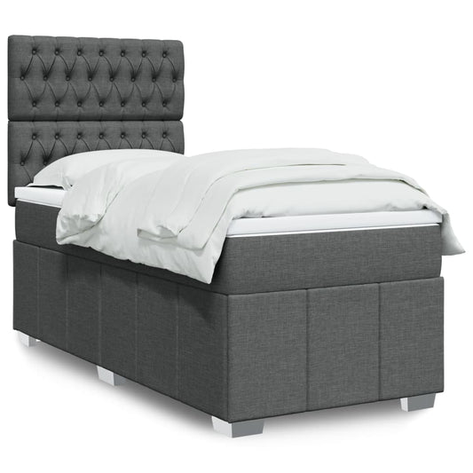 vidaXL Κρεβάτι Boxspring με Στρώμα Σκούρο Γκρι 80x200 εκ. Υφασμάτινο