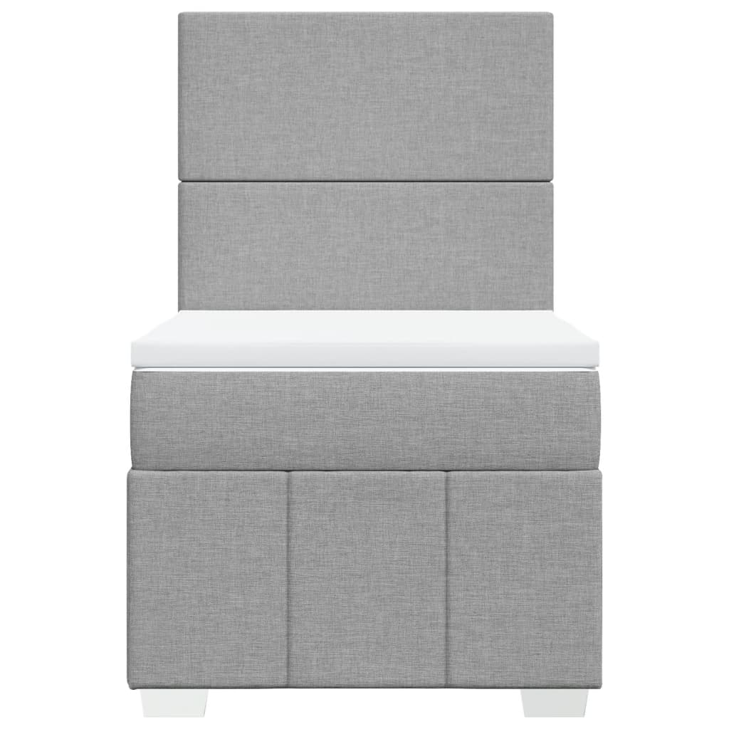 vidaXL Κρεβάτι Boxspring με Στρώμα Ανοιχτό Γκρι 90x190 εκ. Υφασμάτινο