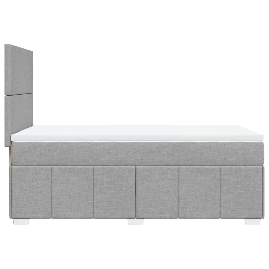 vidaXL Κρεβάτι Boxspring με Στρώμα Ανοιχτό Γκρι 90x190 εκ. Υφασμάτινο