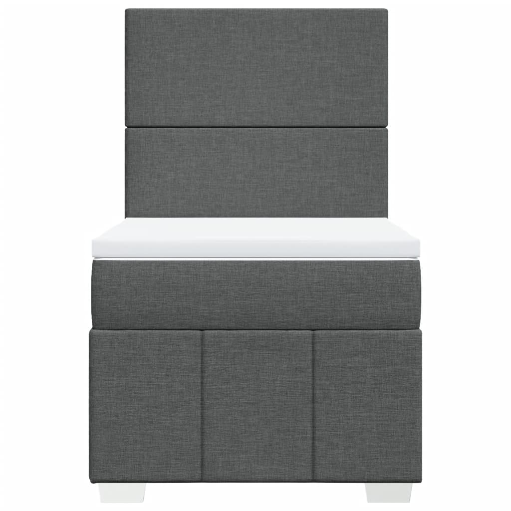 vidaXL Κρεβάτι Boxspring με Στρώμα Σκούρο Γκρι 90x190 εκ. Υφασμάτινο