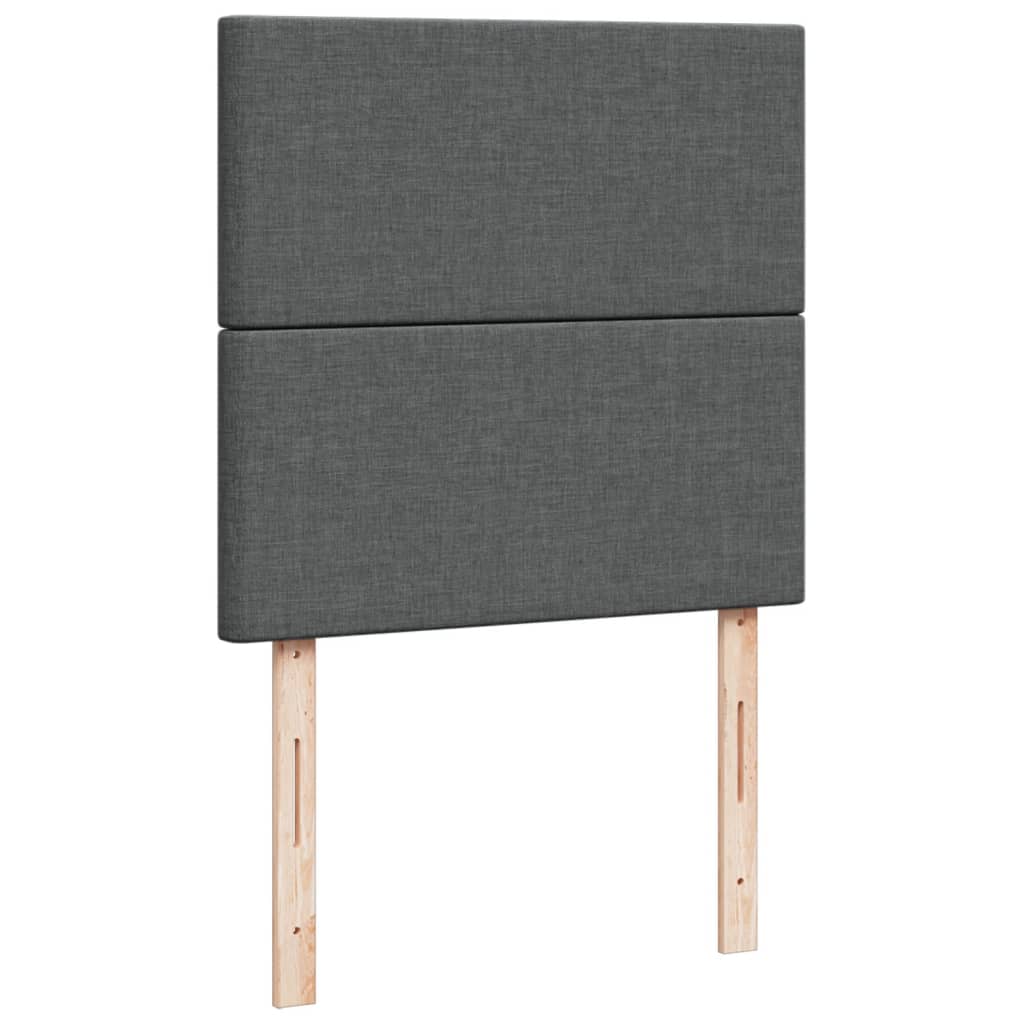 vidaXL Κρεβάτι Boxspring με Στρώμα Σκούρο Γκρι 90x190 εκ. Υφασμάτινο