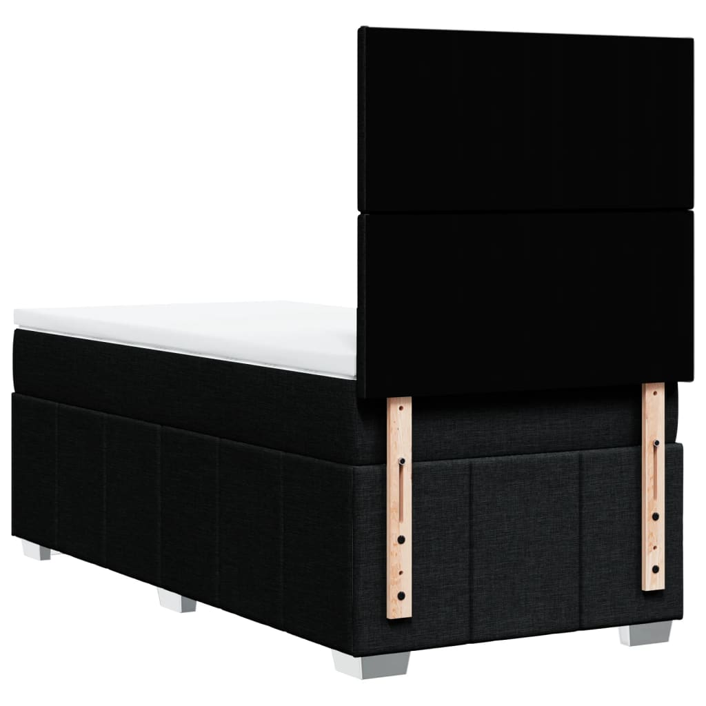 vidaXL Κρεβάτι Boxspring με Στρώμα Μαύρο 90x190 εκ.Υφασμάτινο