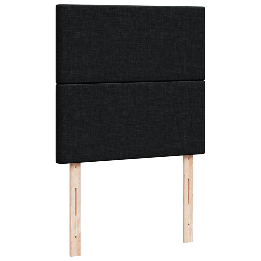 vidaXL Κρεβάτι Boxspring με Στρώμα Μαύρο 90x190 εκ.Υφασμάτινο