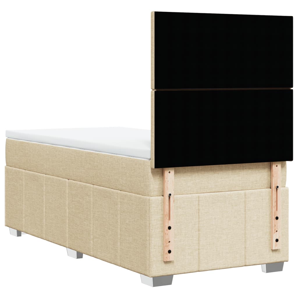 vidaXL Κρεβάτι Boxspring με Στρώμα Κρεμ 90x190 εκ.Υφασμάτινο