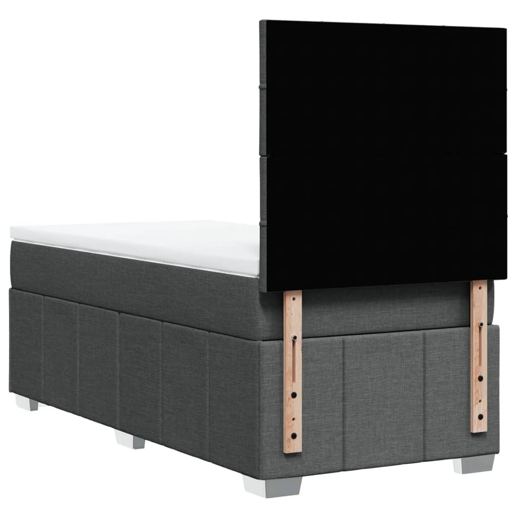 vidaXL Κρεβάτι Boxspring με Στρώμα Σκούρο Γκρι 90x190 εκ. Υφασμάτινο