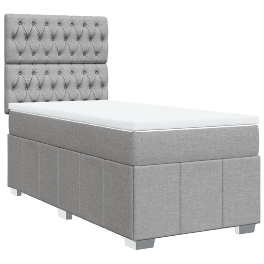 vidaXL Κρεβάτι Boxspring με Στρώμα Ανοιχτό Γκρι 90x190 εκ. Υφασμάτινο