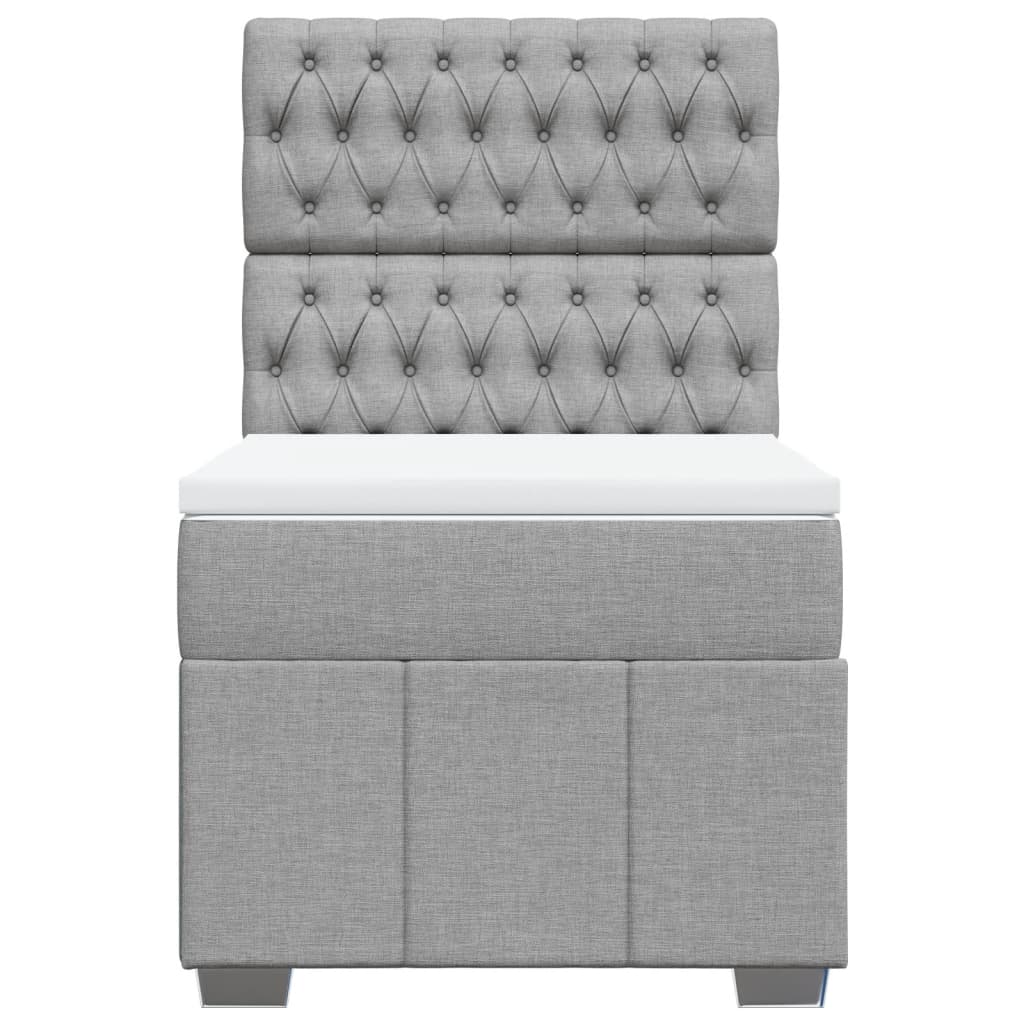 vidaXL Κρεβάτι Boxspring με Στρώμα Ανοιχτό Γκρι 90x190 εκ. Υφασμάτινο