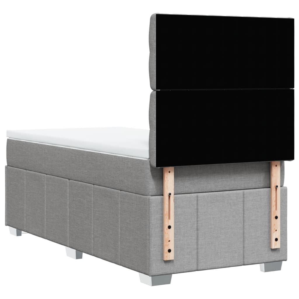 vidaXL Κρεβάτι Boxspring με Στρώμα Ανοιχτό Γκρι 90x190 εκ. Υφασμάτινο