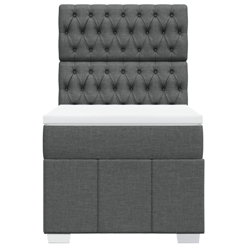 vidaXL Κρεβάτι Boxspring με Στρώμα Σκούρο Γκρι 90x190 εκ. Υφασμάτινο