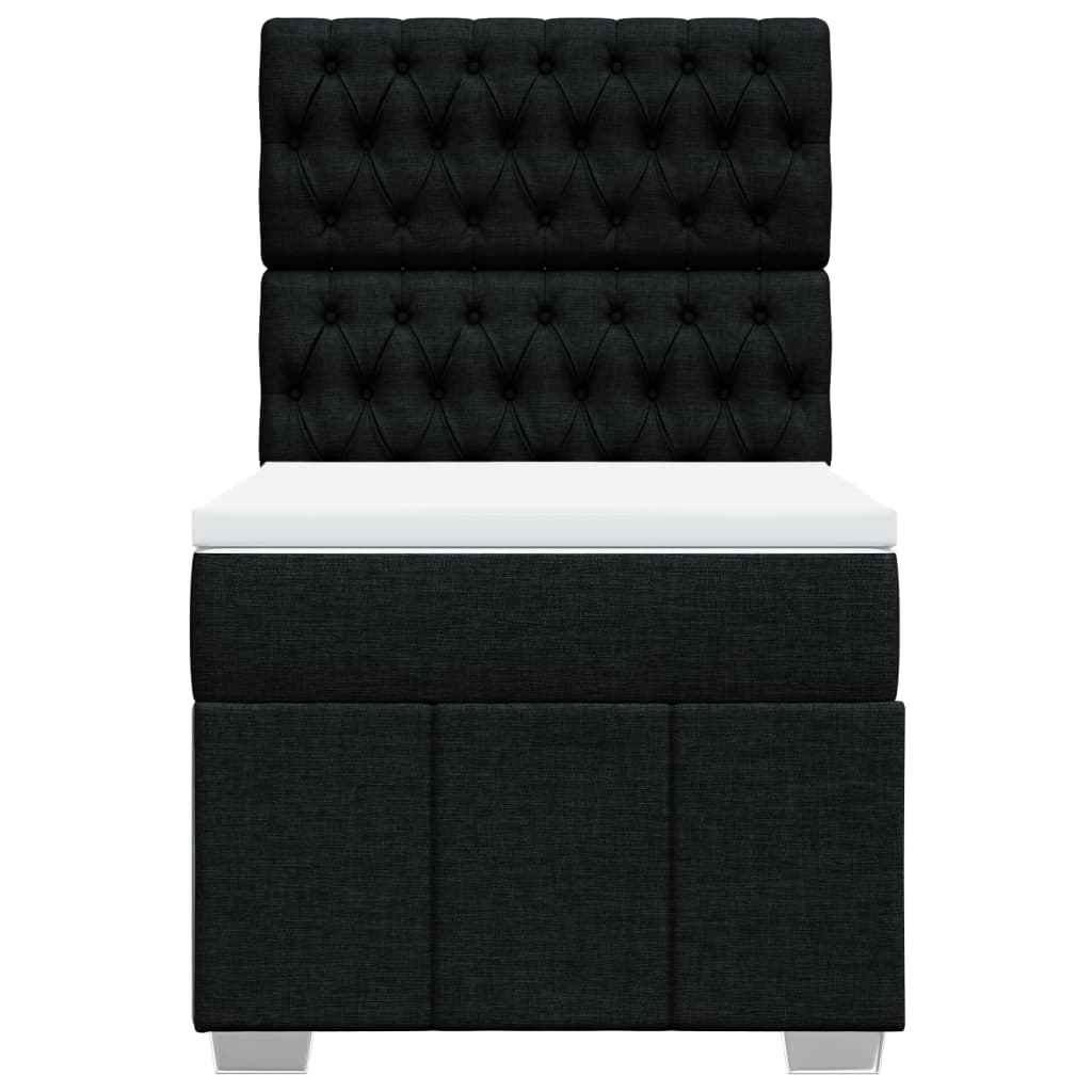 vidaXL Κρεβάτι Boxspring με Στρώμα Μαύρο 90x190 εκ.Υφασμάτινο