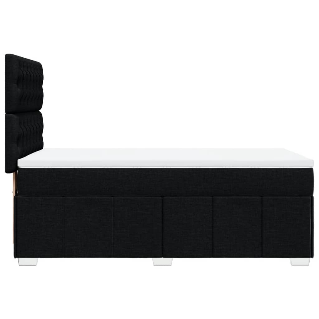 vidaXL Κρεβάτι Boxspring με Στρώμα Μαύρο 90x190 εκ.Υφασμάτινο