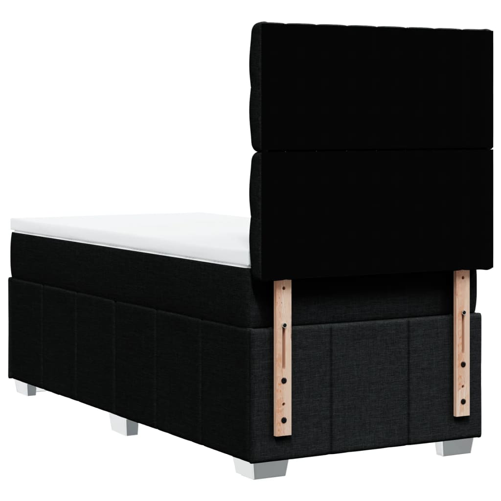 vidaXL Κρεβάτι Boxspring με Στρώμα Μαύρο 90x190 εκ.Υφασμάτινο