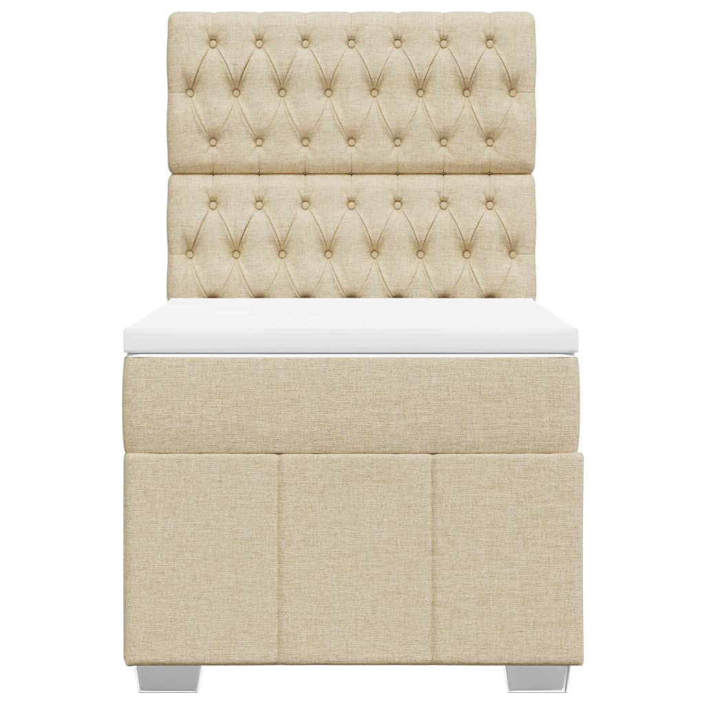 vidaXL Κρεβάτι Boxspring με Στρώμα Κρεμ 90x190 εκ.Υφασμάτινο