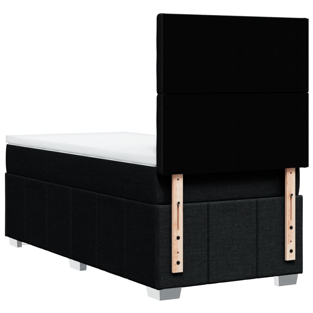 vidaXL Κρεβάτι Boxspring με Στρώμα Μαύρο 90x190 εκ.Υφασμάτινο