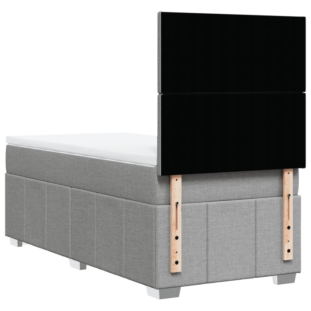 vidaXL Κρεβάτι Boxspring με Στρώμα Ανοιχτό Γκρι 90x200 εκ. Υφασμάτινο